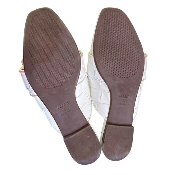 Schutz Women's Savana Braided White Leather Closed Toe Clogs/ Mule  Size 7B - Picture 11 of 12